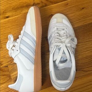 Adidas Samba White and Light Blue Sneakers